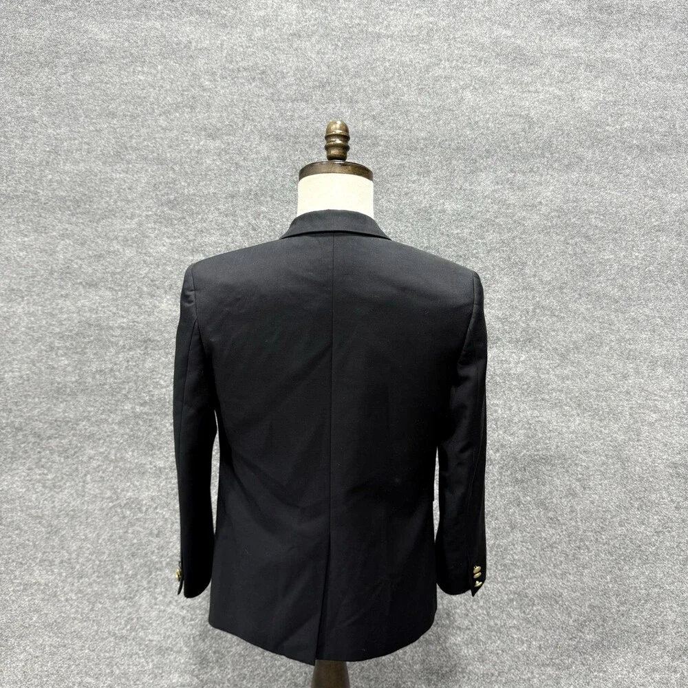 Nautica Mens Black Blazer Sport Coat Gold Button Striped Lining Classic Jacket